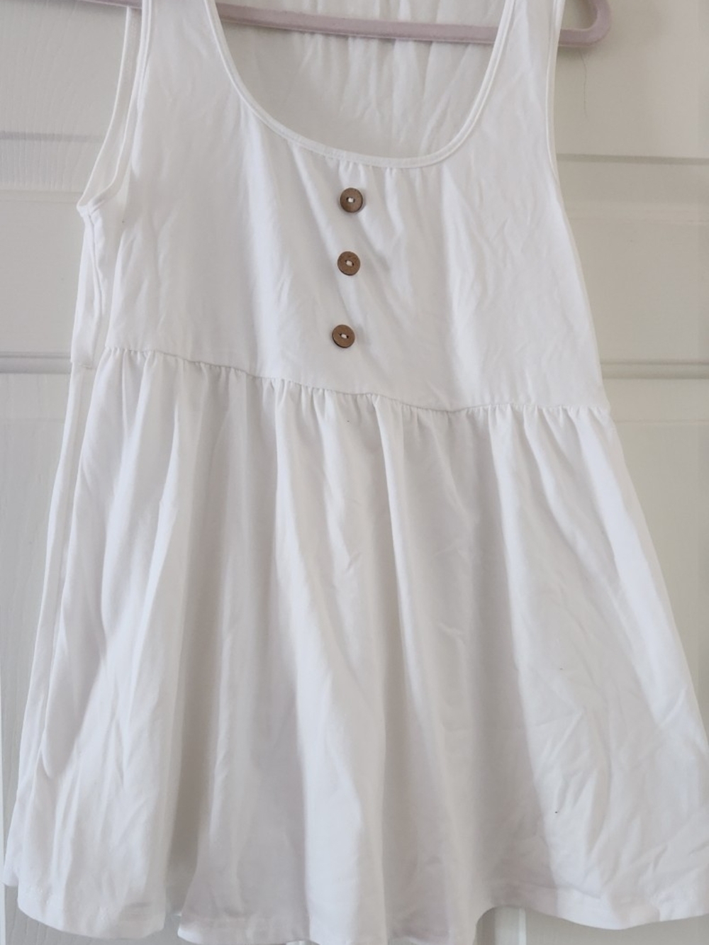 Maternity White Button-Front Sleeveless Dress